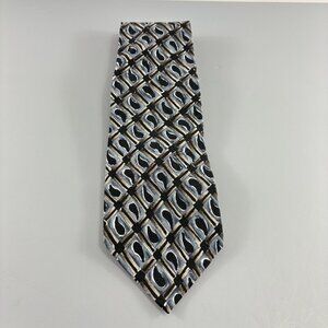 Bill Blass Grey / Black / Blue Geometric Men's Tie 4" x 59"